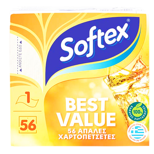 SOFTEX Χαρτοπετσέτες Λευκές 56τεμ. (6,88€/κιλό)